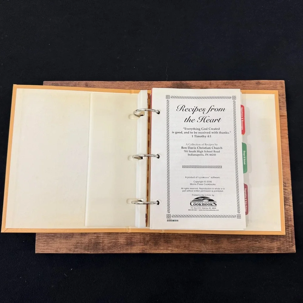 Recipes from the Heart Ben Davis Christian Church Cookbook 2006 Binder INDPLS.